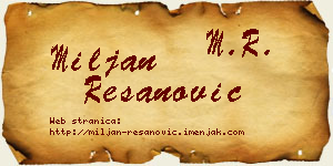 Miljan Resanović vizit kartica